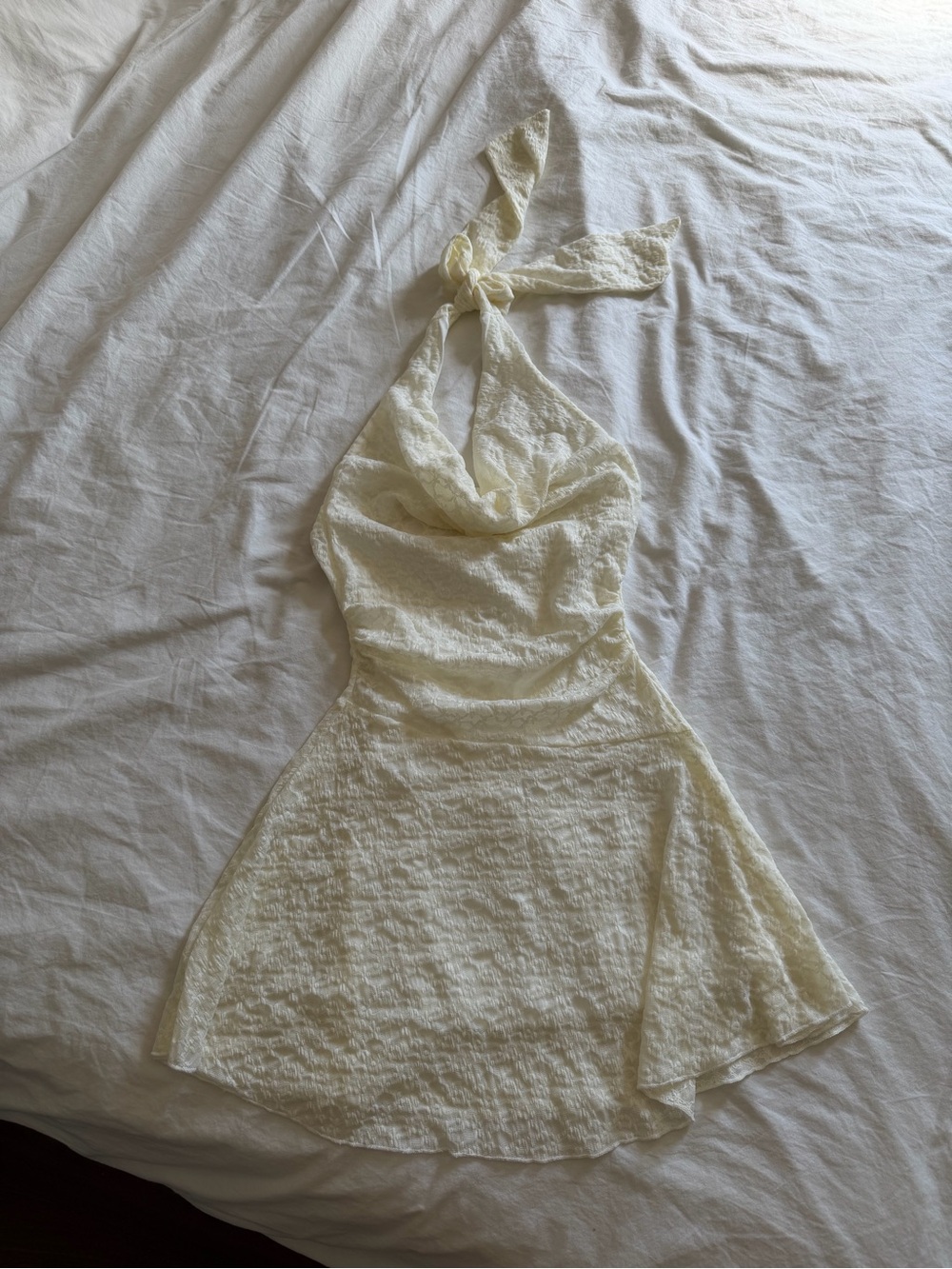 Cream / White halter mini dress